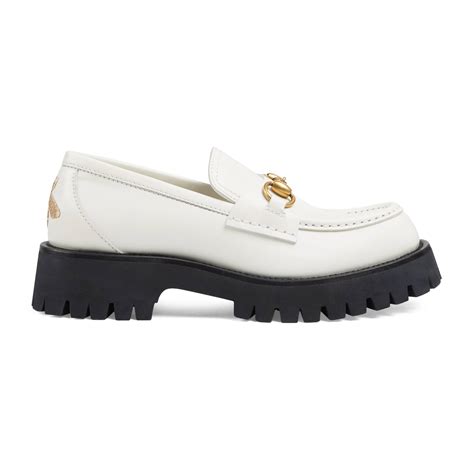 gucci black with white|black and white Gucci loafers.